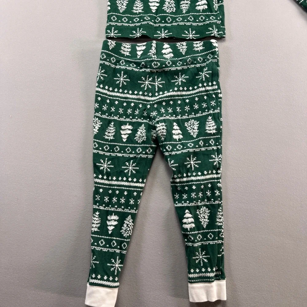 LC Lauren Conrad 2 Piece Pajama Set Kids 4t Green Fair Isle Cotton Sleep Wear